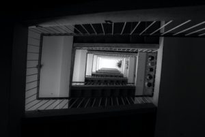 stairs black and white
