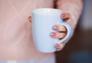pink nail coffee mug
